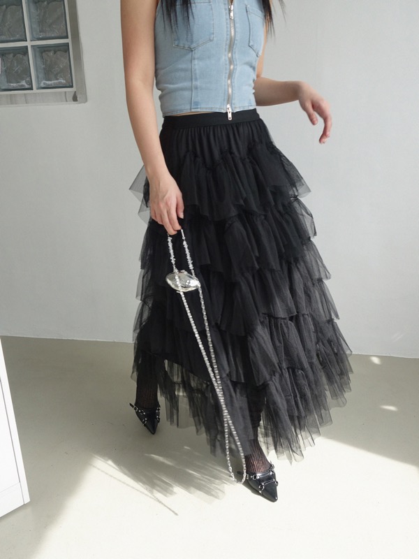 [SALE]♥︎ONLY VIVIC♥︎RAPUNZEL FRILL CAN CAN SKIRT (BLACK)