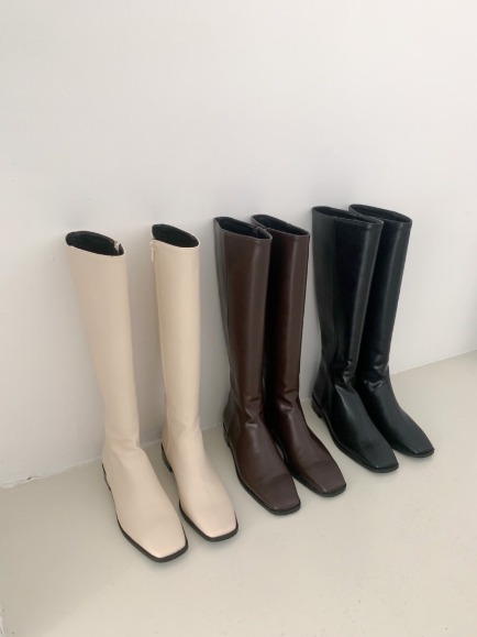 ROY SQUARE TOE LONG BOOTS (IVORY, BROWN, BLACK 3COLORS!)