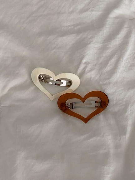 HEART BEAM HAIR PIN (IVORY, BROWN 2COLORS!)