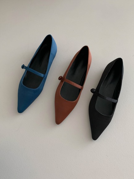 SATIN POINTED FLAT SHOES (BLUE, BROWN, BLACK 3COLORS!)