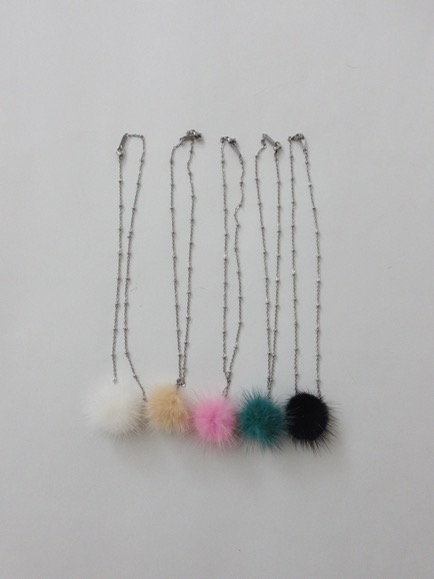 FUR SNOWFLAKE NECKLACE (WHITE, BEIGE, PINK, GREEN, BLACK 5COLORS!)