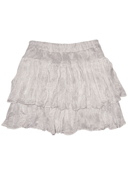 SATIN WRINKLE CAN CAN MINI SKIRT (WHITE, CHARCOAL, BLACK 3COLORS!)