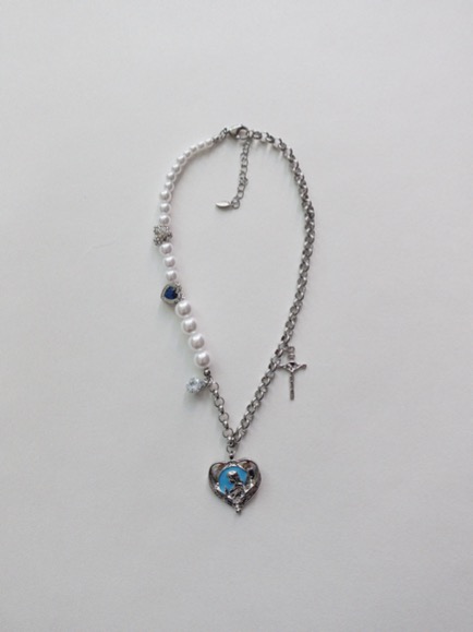 ♥ONLY VIVIC 265♥MARIA HEART PENDANT PEARL CHAIN NECKLACE