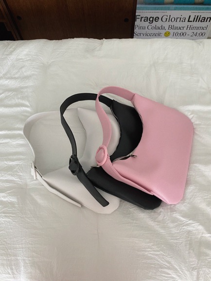 BUCKLE TOTE BAG (WHITE, PINK, BLACK 3COLORS!)