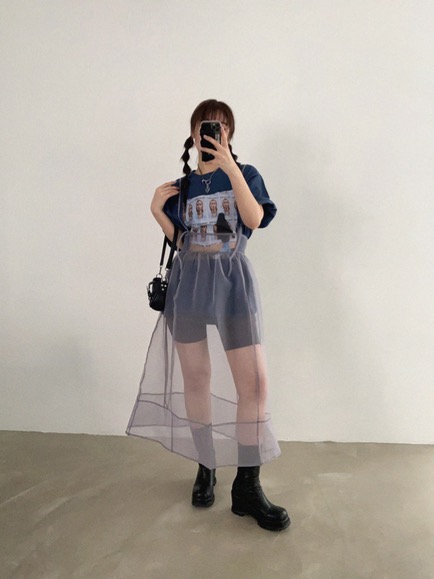 [PINK당일출고]ORGANZA LAYERED SUSPENDER DRESS (PINK, GRAY 2COLORS!)