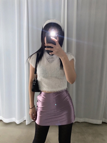 [WHITE당일출고]FUR CROP TOP &amp; HAIR BAND SET (WHITE, VIOLET 2COLORS!)