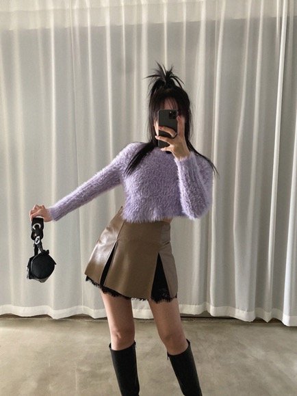 [SALE]LACED LEATHER SKIRT (BEIGE, BLACK 2COLORS!)